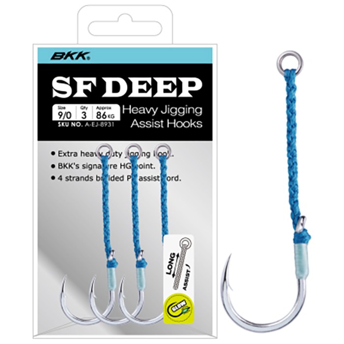 Крючок Ассист BKK SF Deep Long Bright Tin №9/0 3 шт    A-EJ-8931 — крупный план
	                                    1