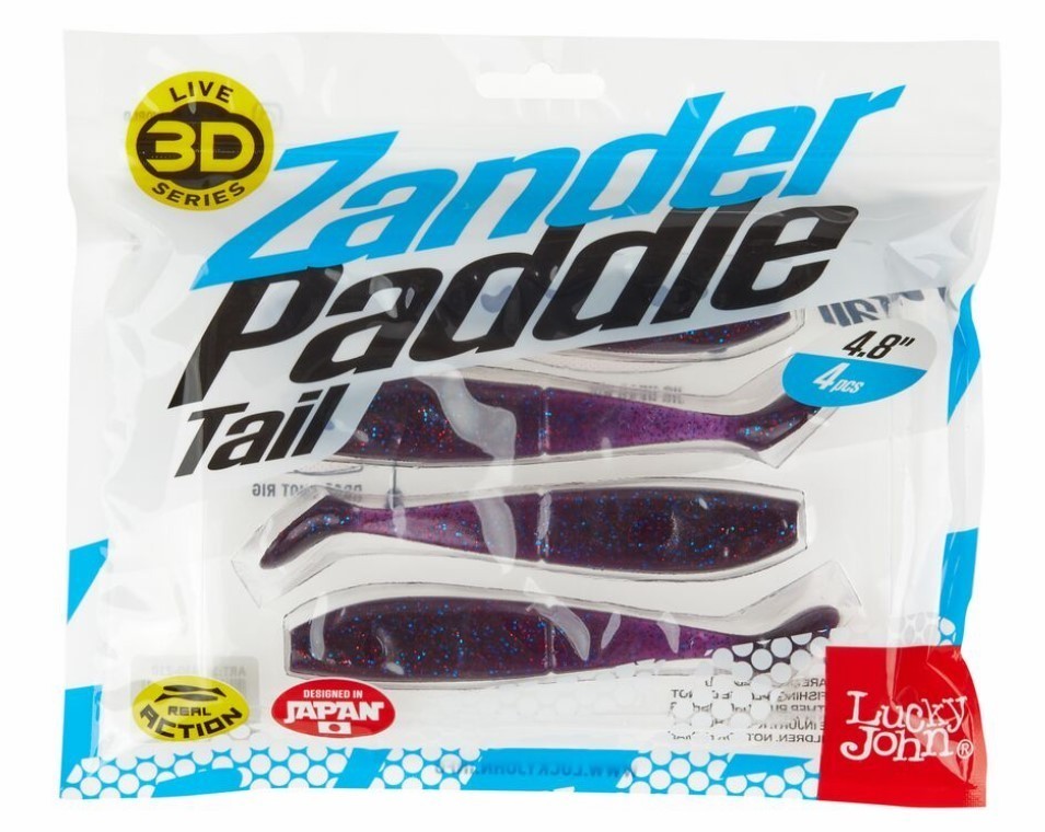 Силиконовая приманка Lucky John Zander Paddle Tail 4.8in 120 мм 4 шт Z10 3D Series  140430-Z10 — крупный план
	                                    2