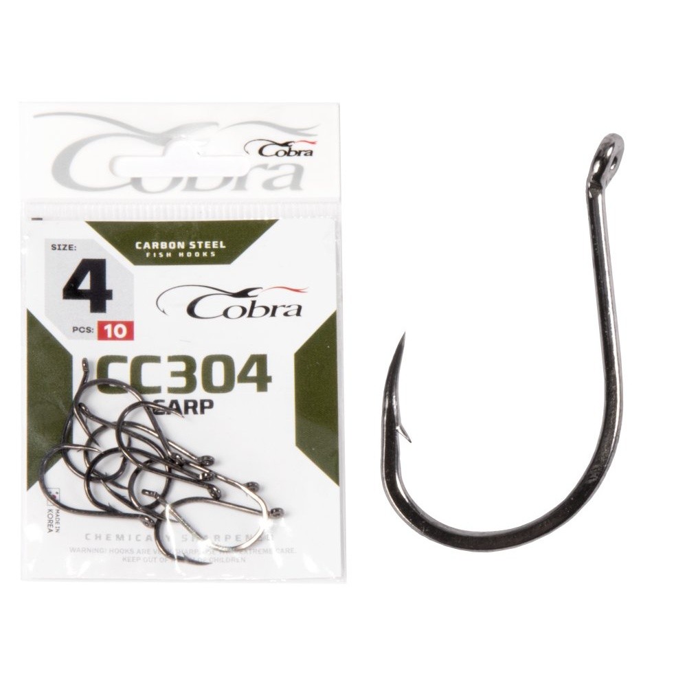 Крючок Одинарный Cobra Carp Chinu CC304 №4 10 шт    CC304-004 — крупный план
	                                    1