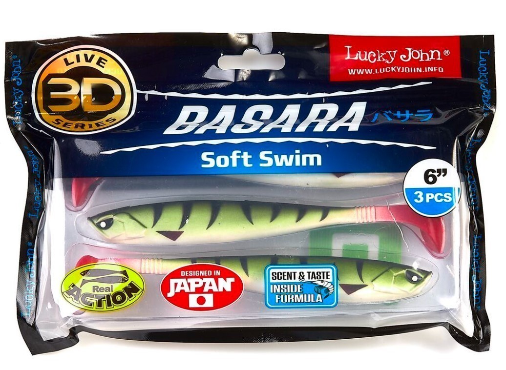 Силиконовая приманка Lucky John Basara Soft Swim 6.0in 152 мм 3 шт PG10 3D Series  140405-PG10 — крупный план
	                                    2