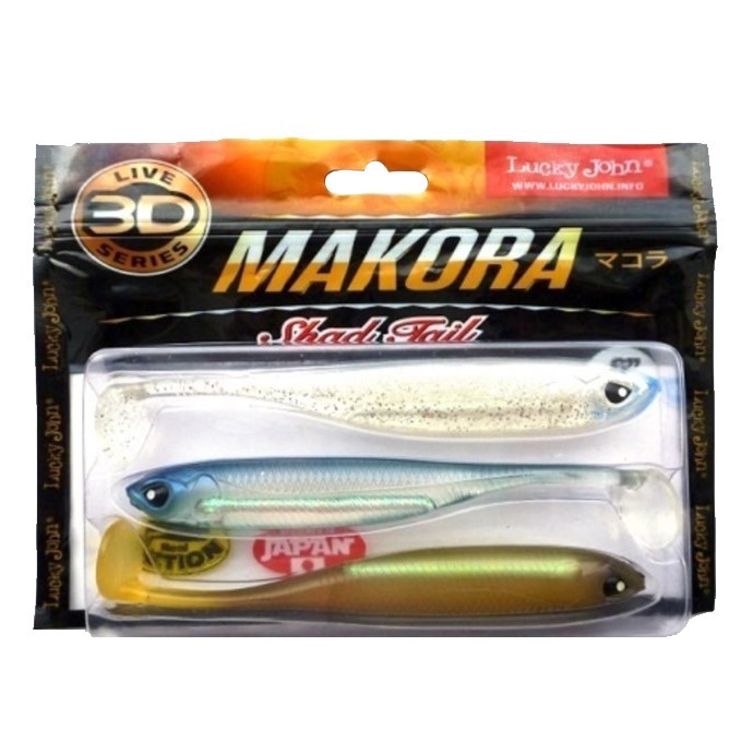 Силиконовая приманка Lucky John Makora Shad Tail 6.0in 152 мм 3 шт MIX1 3D Series  140412-MIX1 — крупный план
	                                    1