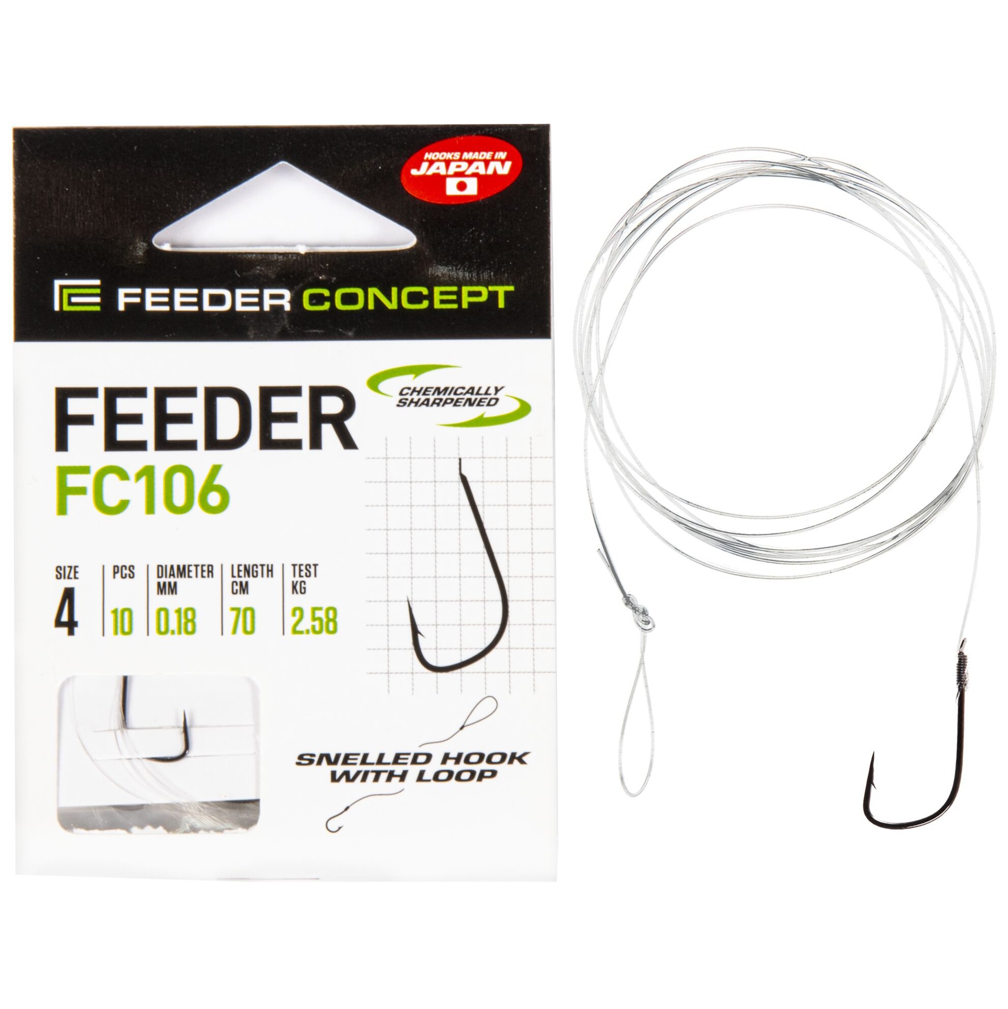 Поводок Feeder Concept Feeder FC106 70 см 2,58 кг  0,18 мм  10 шт   FC106-004-018 — характеристики,
	                                    особенности конструкции