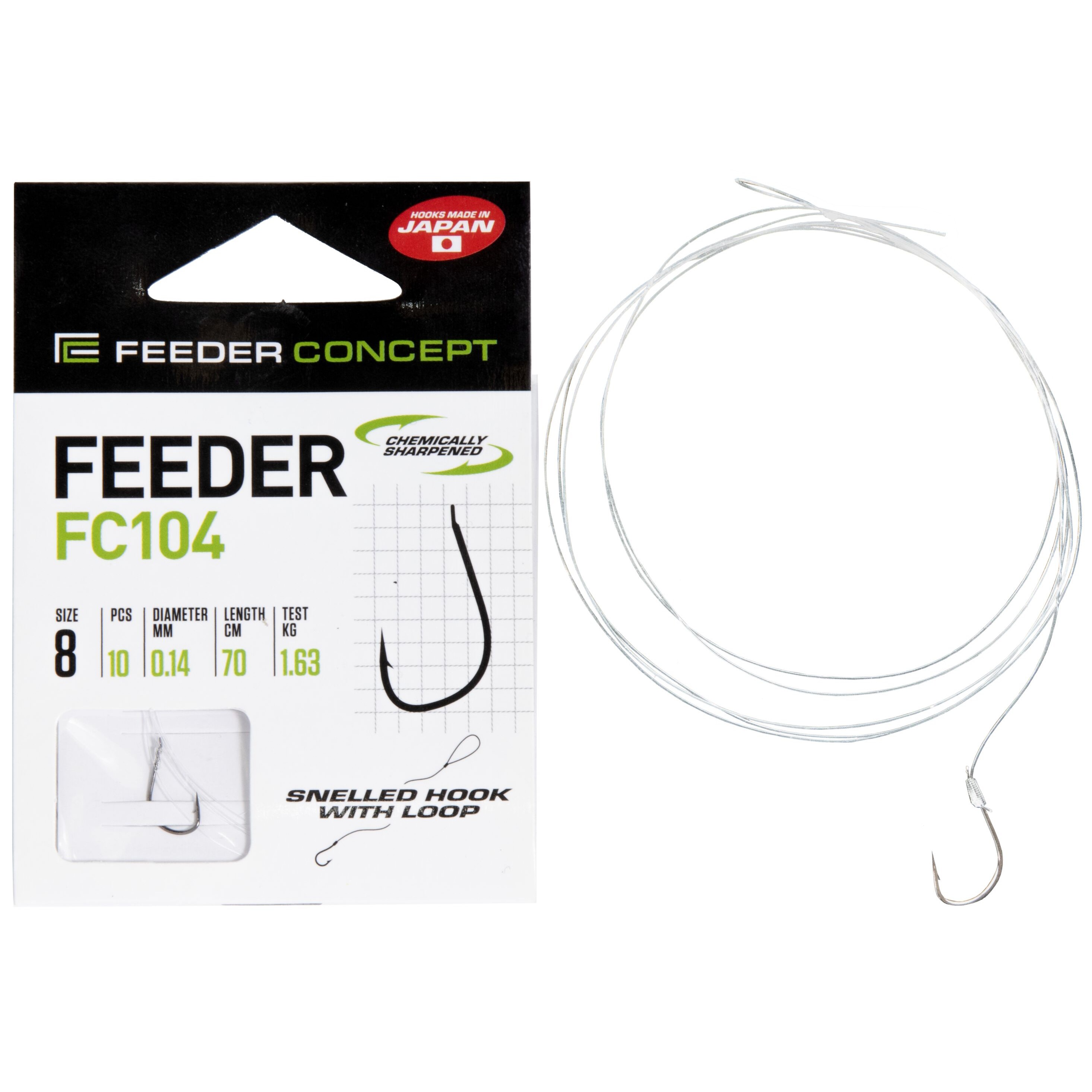 Поводок Feeder Concept Feeder FC104 70 см 1,63 кг  0,14 мм  10 шт №8  FC104-008-014 — характеристики,
	                                    особенности конструкции