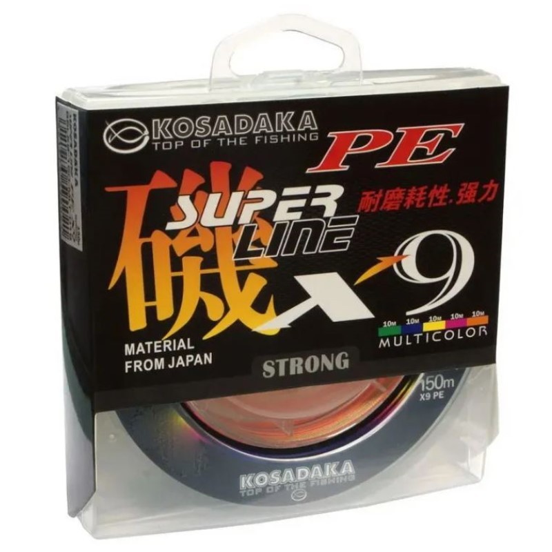 Плетеный шнур Kosadaka Super Line PE X9 150 м  PE # 1 Multicolor 0,16 мм   BSLX9-150-MLT-016 — характеристики,
	                                    особенности конструкции