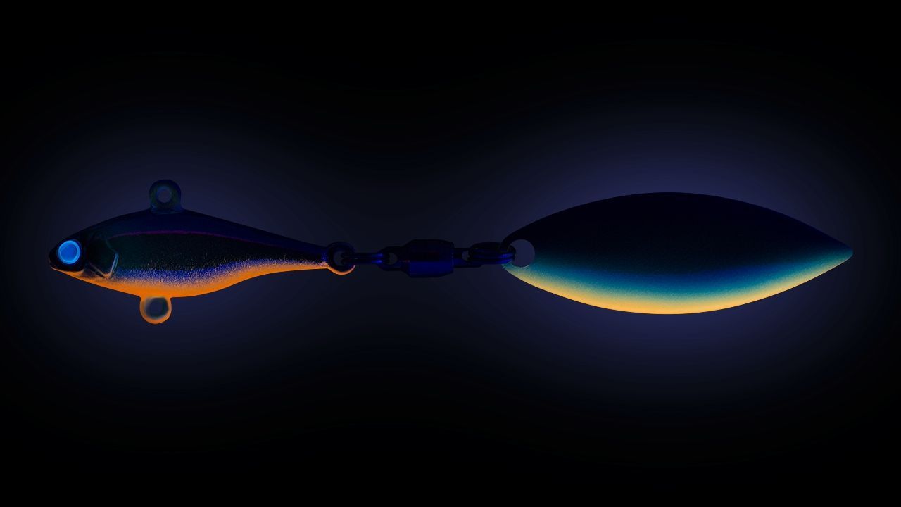 Тейл-спиннер Strike Pro Micro Whaker 43 28 гр 106 мм Blue Silver OB   JG-001B#626E — крупный план
	                                    1