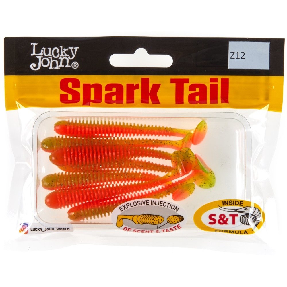 Силиконовая приманка Lucky John Spark Tail 3.0in 76 мм 7 шт Z12 Pro Series  140167-Z12 — крупный план
	                                    2