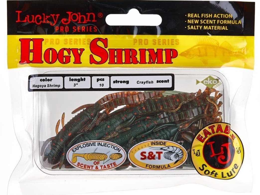 Силиконовая приманка Lucky John Hogy Shrimp 3.0in 76 мм 10 шт 085 Pro Series  140140-085 — крупный план
	                                    2