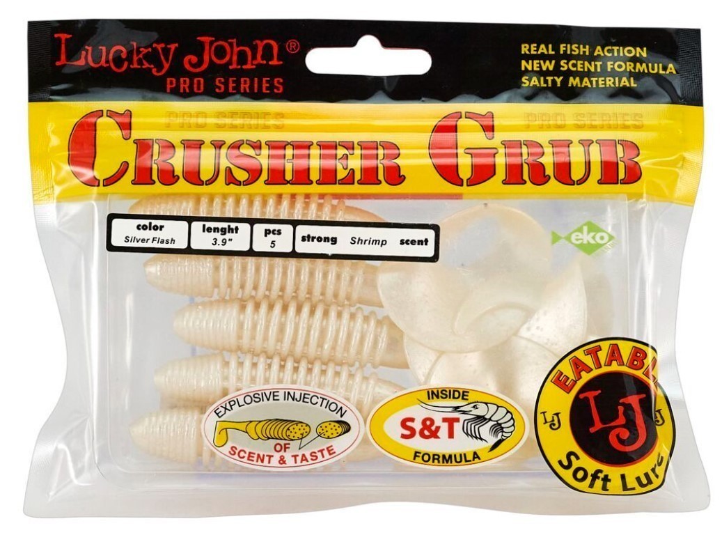 Силиконовая приманка Lucky John Crusher Grub 3.9in 99 мм 5 шт 026 Pro Series  140157-026 — крупный план
	                                    1