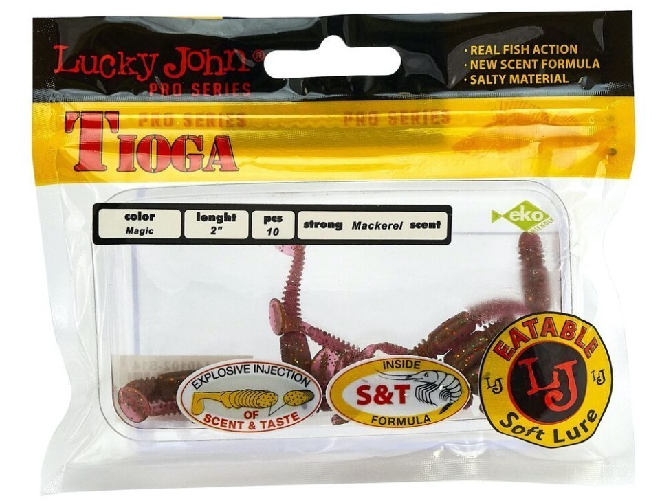 Силиконовая приманка Lucky John Tioga 2.0in 50 мм 10 шт S14 Pro Series  140102-S14 — крупный план
	                                    2