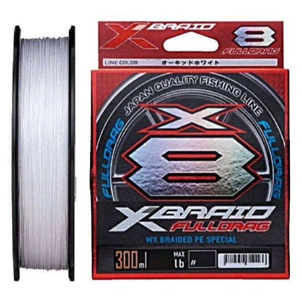 Плетеный шнур YGK X-Braid Fulldrag X8 300 м  PE # 6 Orchid White 0,405 мм — крупный план
	                                    1
