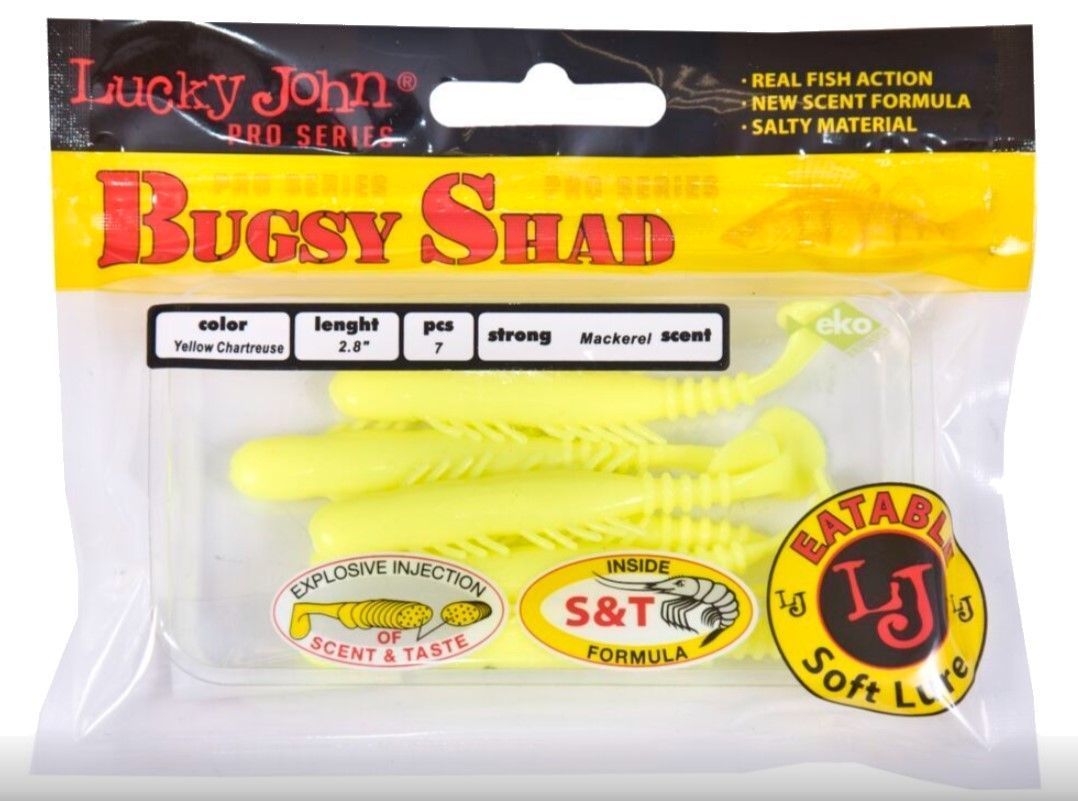 Силиконовая приманка Lucky John Bugsy Shad 2.8in 72 мм 7 шт S88 Pro Series  140107-S88 — крупный план
	                                    2