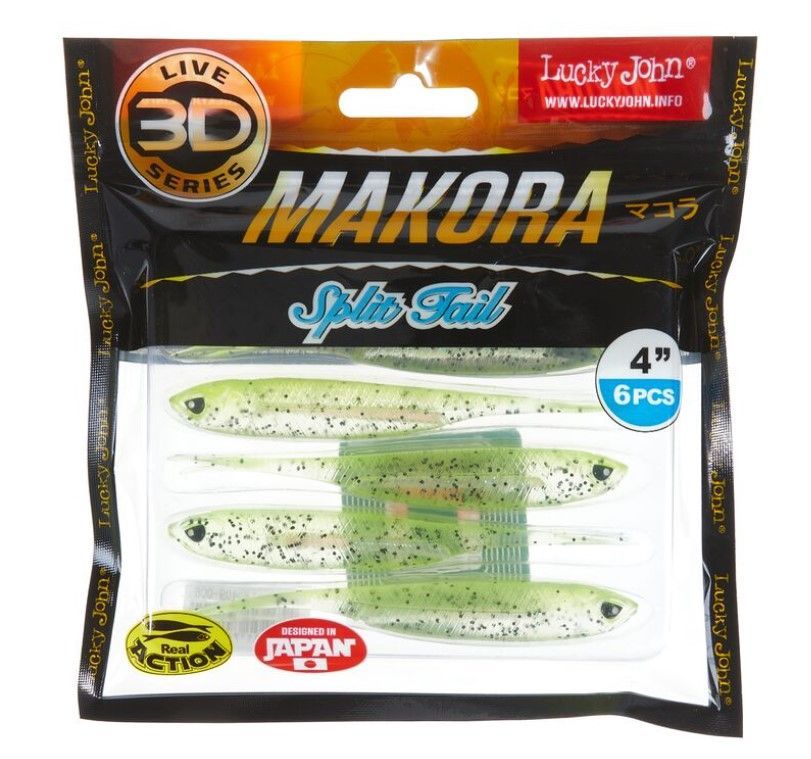 Силиконовая приманка Lucky John Makora Split Tail 4.0in 100 мм 6 шт 006 3D Series  140409-006 — крупный план
	                                    2
