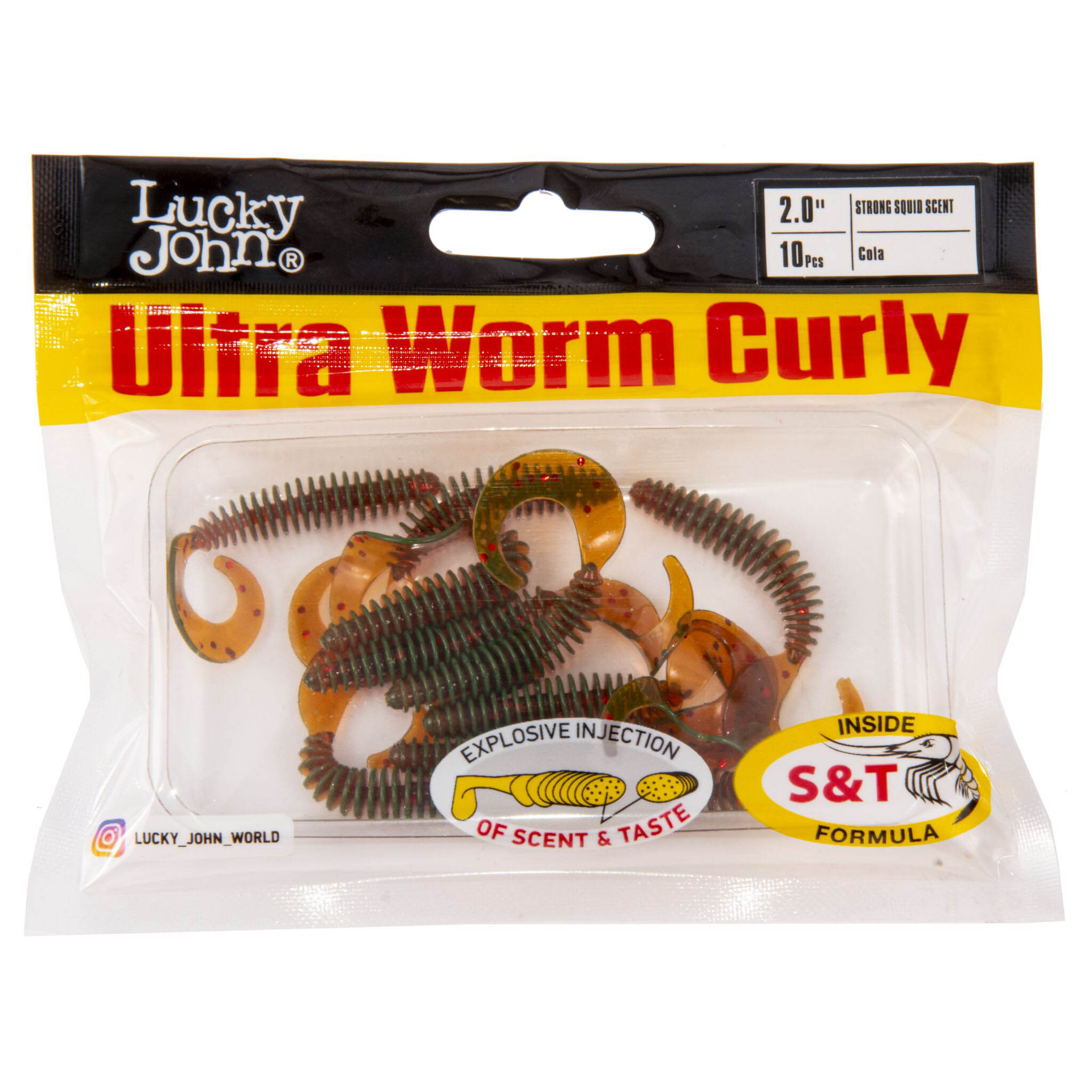 Силиконовая приманка Lucky John Ultraworm Curly 2.0in 50 мм 9 шт PA16 Pro Series  140198-PA16 — крупный план
	                                    2