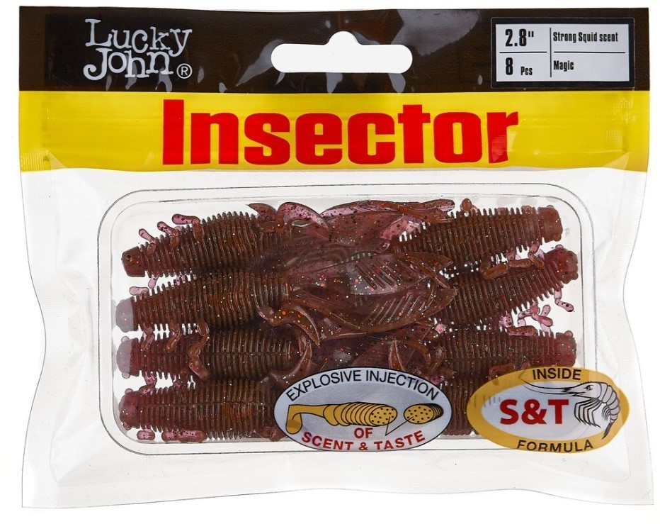 Силиконовая приманка Lucky John Insector 2.8in 70 мм 8 шт S14 Pro Series  140184-S14 — крупный план
	                                    2