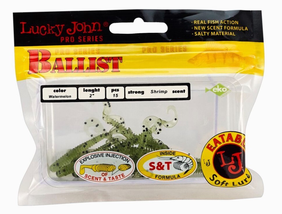 Силиконовая приманка Lucky John Ballist 2.0in 50 мм 15 шт PA01 Pro Series  140155-PA01 — крупный план
	                                    2