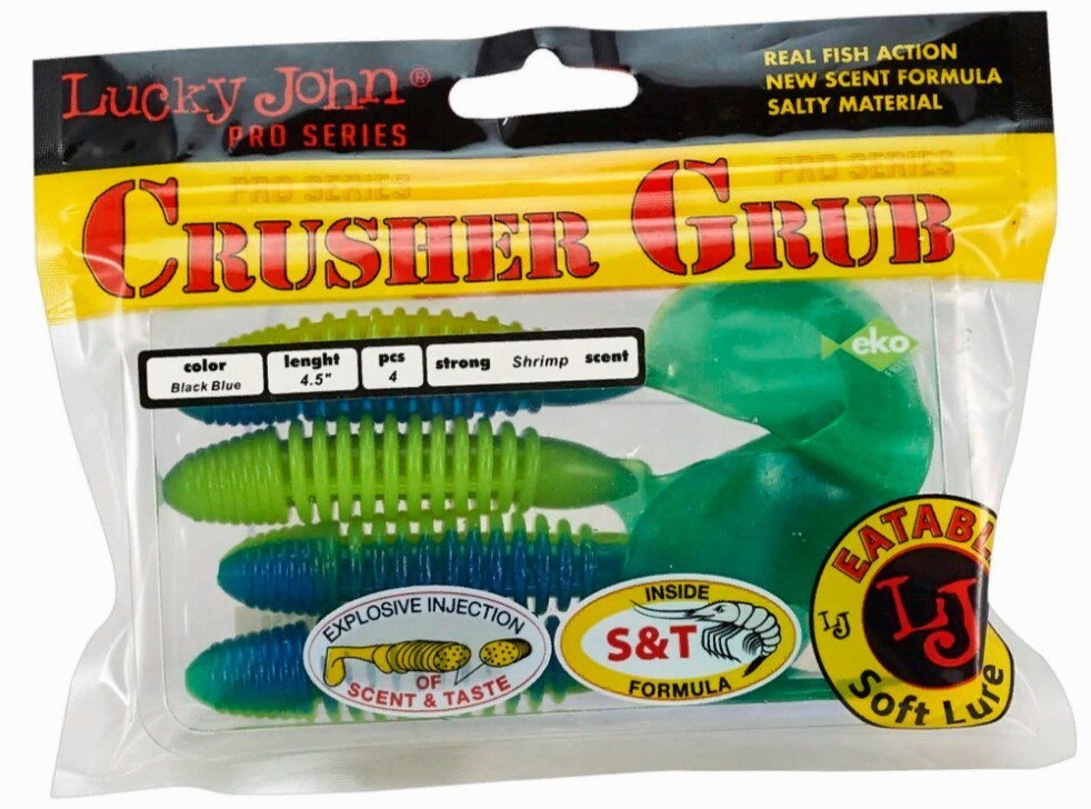 Силиконовая приманка Lucky John Crusher Grub 4.5in 114 мм 4 шт T50 Pro Series  140158-T50 — крупный план
	                                    2