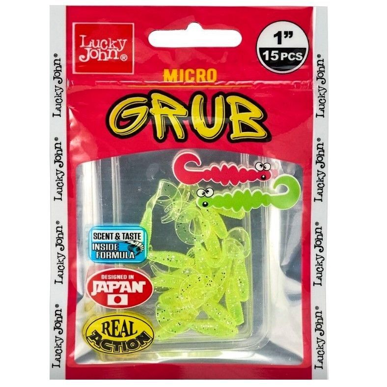 Силиконовая приманка Lucky John Micro Grub 1.0in 25 мм 15 шт 071 Pro Series  140159-071 — крупный план
	                                    1