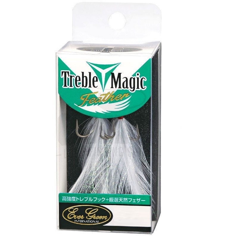 Крючок Тройной EverGreen Treble Magic Feather №3 2 шт  WH — крупный план
	                                    1