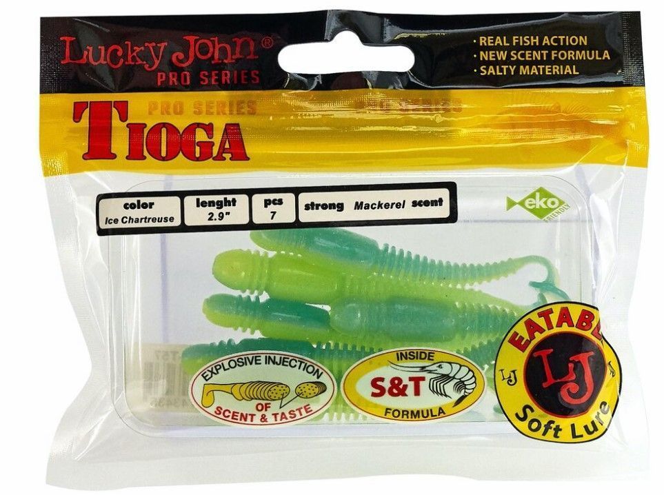 Силиконовая приманка Lucky John Tioga 2.9in 75 мм 7 шт T57 Pro Series  140103-T57 — крупный план
	                                    2