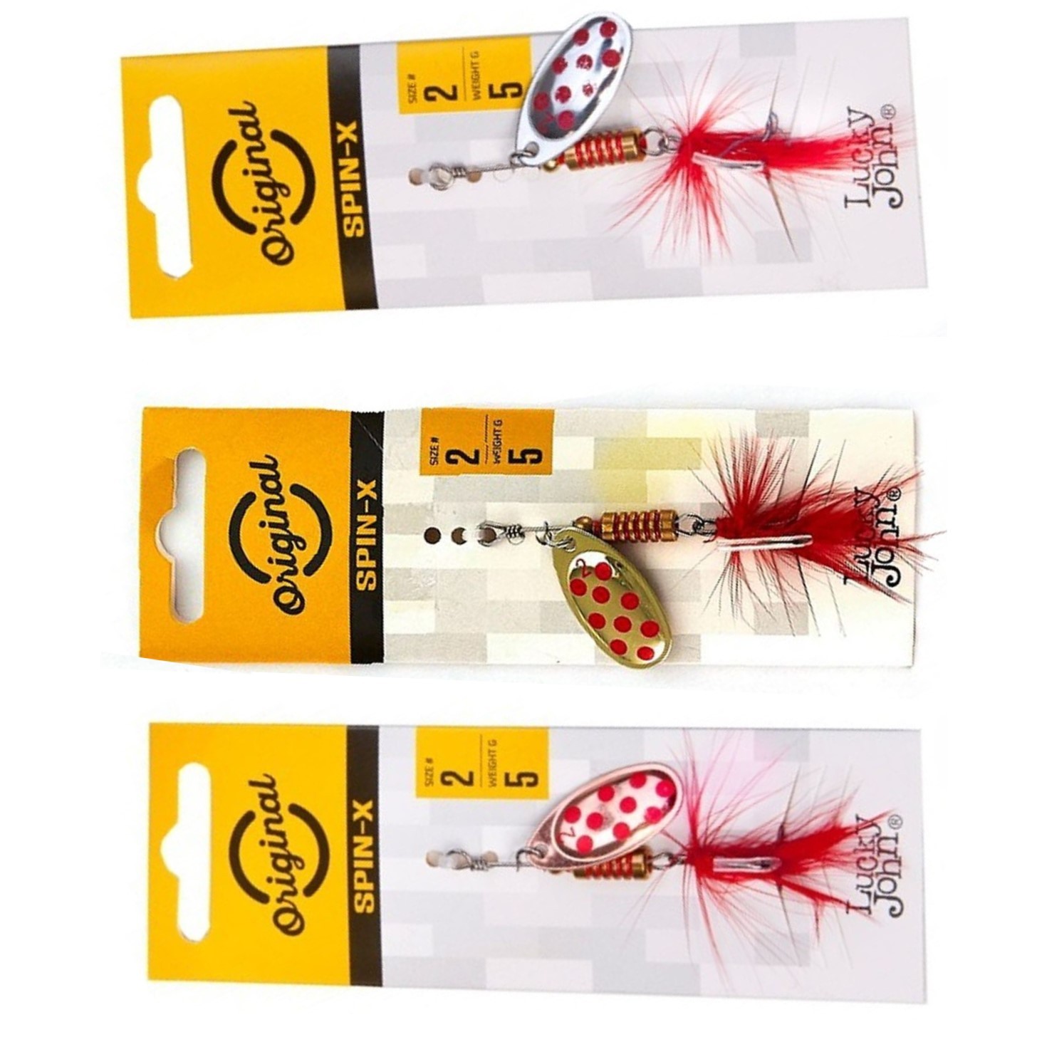 Вращающаяся Блесна Lucky John Spin-X Round №2 5 гр 001SET CR GR SR Набор 3 шт.  LJSR02-001SET — характеристики,  особенности конструкции