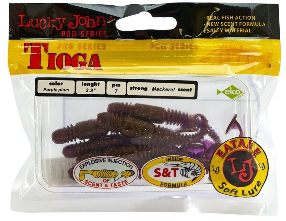 Силиконовая приманка Lucky John Tioga 2.9in 75 мм 7 шт S13 Pro Series  140103-S13 — крупный план
	                                    2