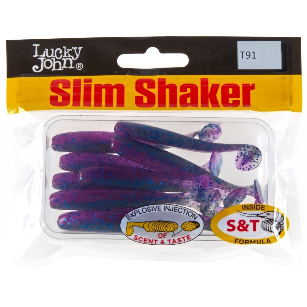 Силиконовая приманка Lucky John Slim Shaker 3in 76 мм 9 шт T91 Pro Series  140182-T91 — крупный план
	                                    2