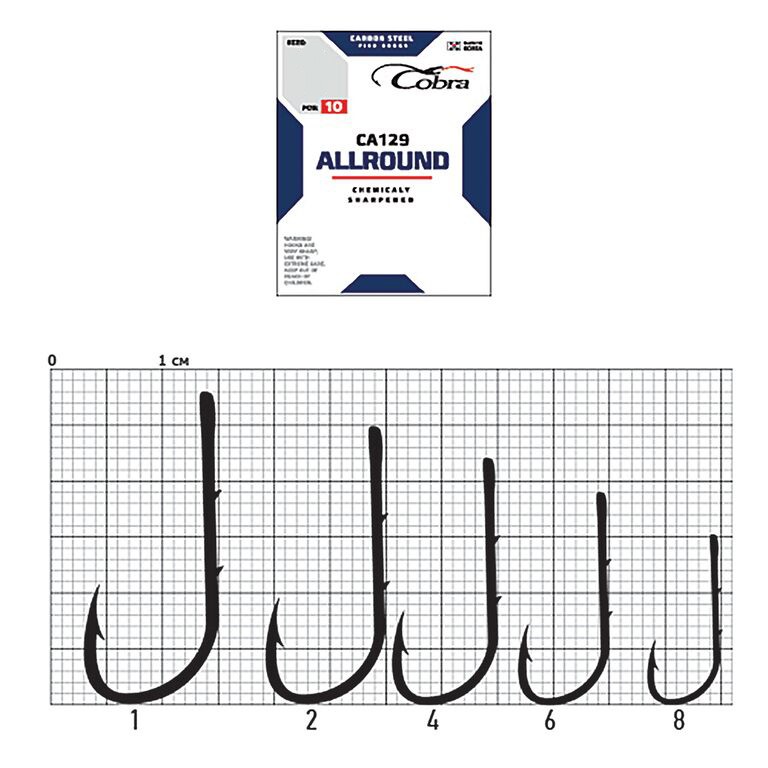 Крючок Одинарный Cobra Allround Baitholder CA129 №1 10 шт    CA129-001 — крупный план
	                                    2