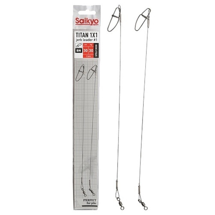 Поводок Saikyo Titan 1X1 Jerk Leader 30 см 30 кг   2 шт   STOJ113030 — характеристики,  особенности конструкции
