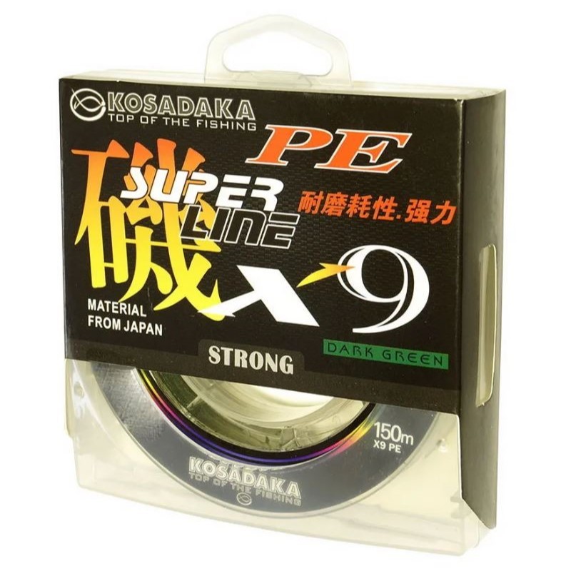 Плетеный шнур Kosadaka Super Line PE X9 150 м  PE # 0,8 Dark Green 0,14 мм   BSLX9-150-DG-014 — характеристики,
	                                    особенности конструкции