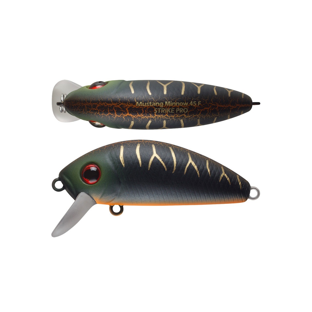 Воблер Strike Pro Mustang Minnow 45 A208S Black Mat Tiger 4,5 гр   MG-002F#A208S — характеристики,  особенности конструкции