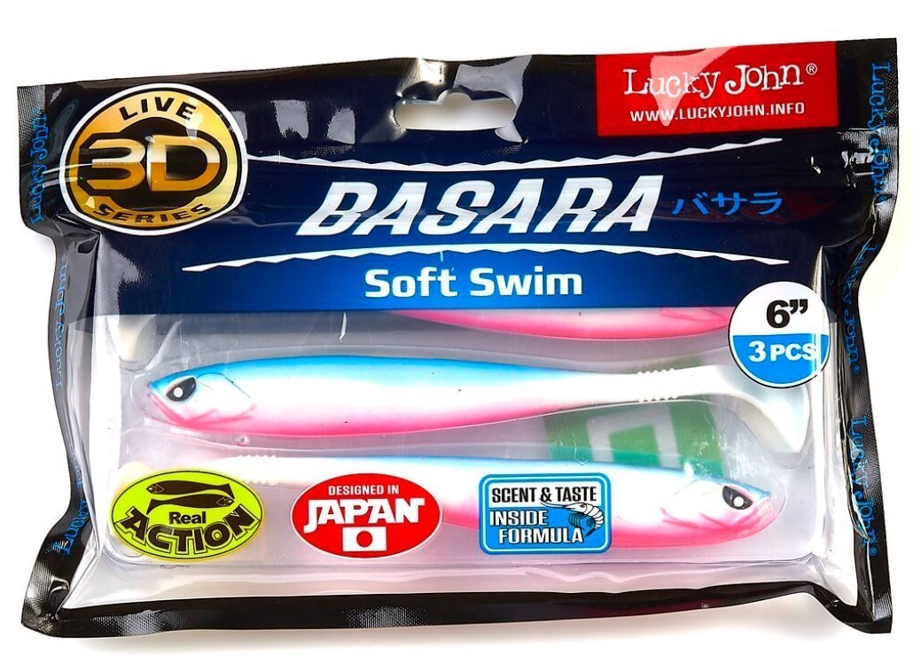 Силиконовая приманка Lucky John Basara Soft Swim 6.0in 152 мм 3 шт PG05 3D Series  140405-PG05 — крупный план
	                                    2