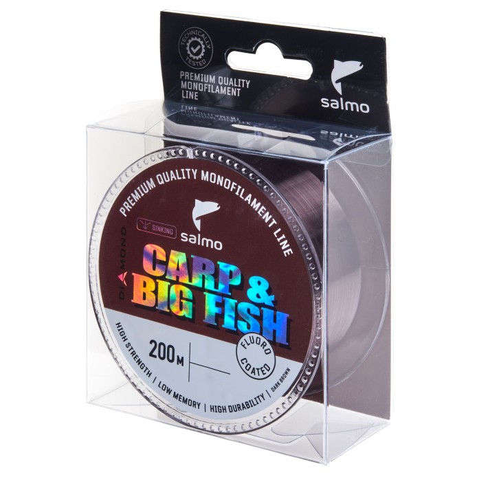 Леска монофильная Salmo Diamond Carp & Big Fish Fluoro Coated 200 м 0,4 мм Dark Brown   4039-040 — характеристики,
	                                    особенности конструкции