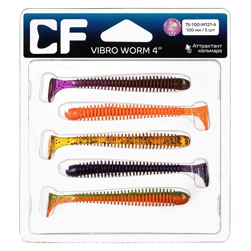 Силиконовая приманка CF Company Vibro Worm 4 100 мм 5 шт M121   75-100-M121-6 — крупный план
	                                    1