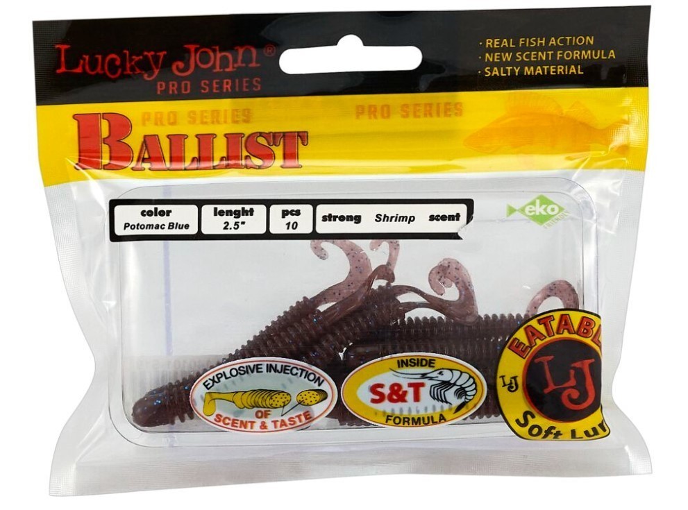 Силиконовая приманка Lucky John Ballist 2.5in 63 мм 10 шт S19 Pro Series  140101-S19 — крупный план
	                                    2