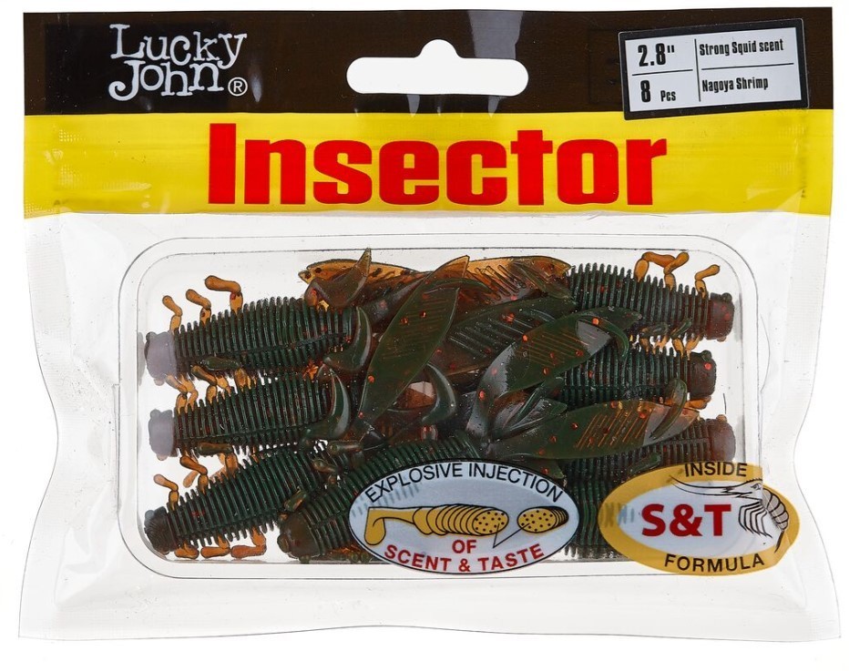 Силиконовая приманка Lucky John Insector 2.8in 70 мм 8 шт 085 Pro Series  140184-085 — крупный план
	                                    2