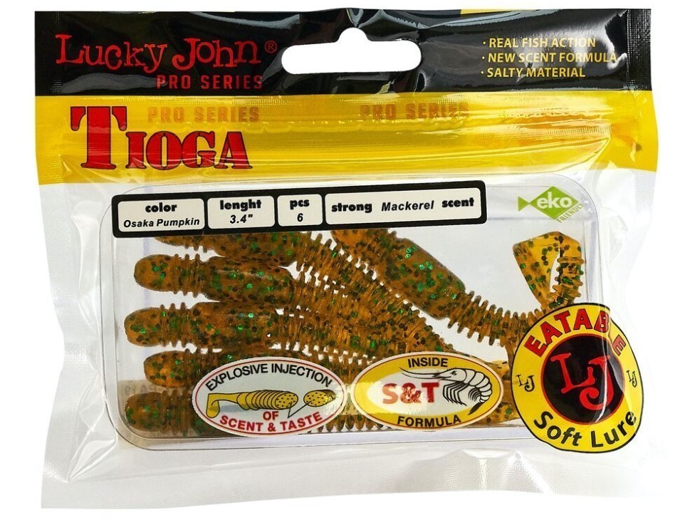 Силиконовая приманка Lucky John Tioga 3.4in 86 мм 6 шт PA19 Pro Series  140127-PA19 — крупный план
	                                    2