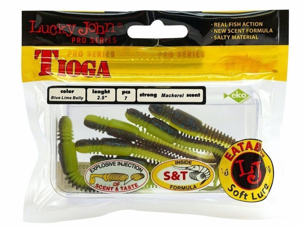 Силиконовая приманка Lucky John Tioga 2.9in 75 мм 7 шт T53 Pro Series  140103-T53 — крупный план
	                                    2