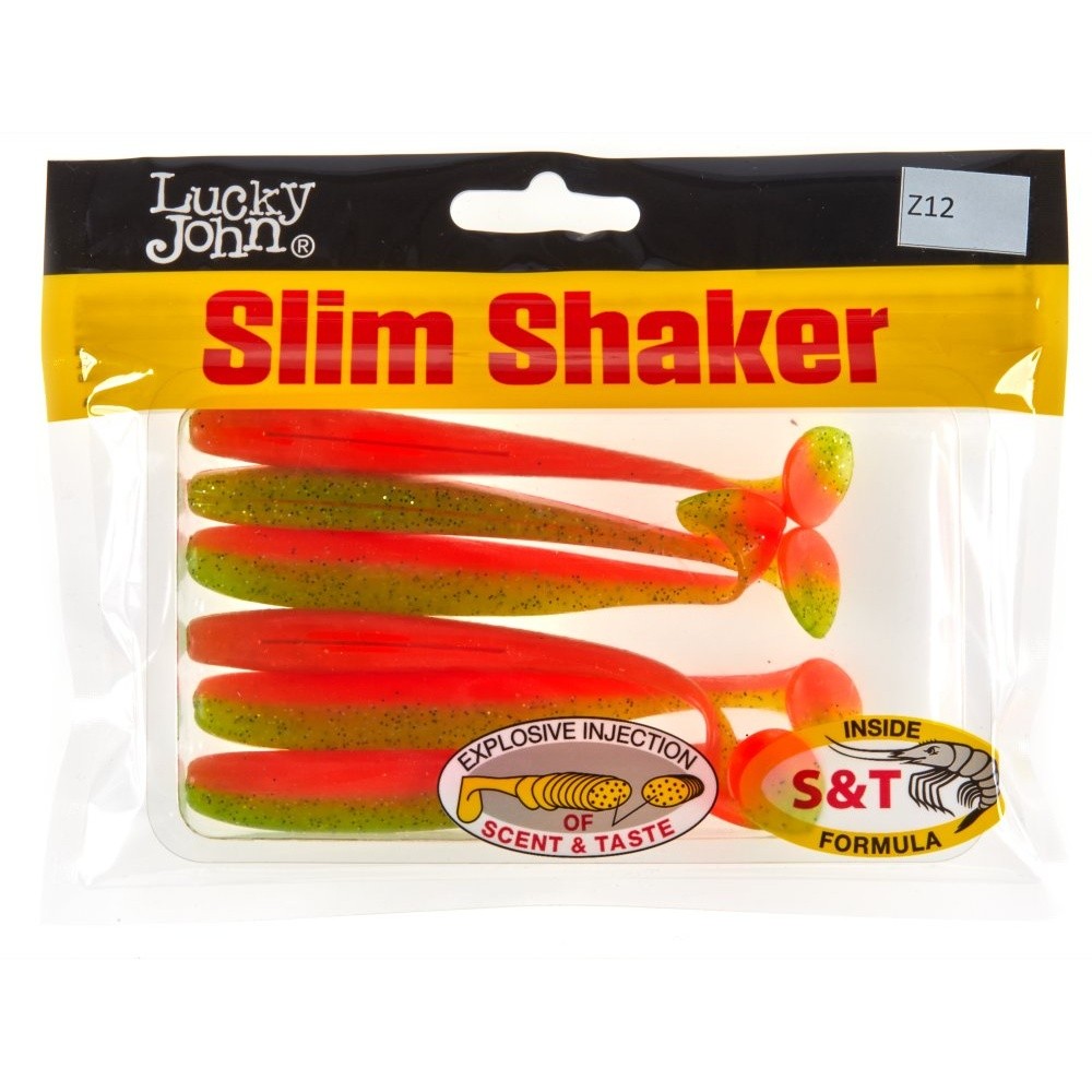 Силиконовая приманка Lucky John Slim Shaker 4in 100 мм 6 шт Z12 Pro Series  140183-Z12 — крупный план
	                                    2