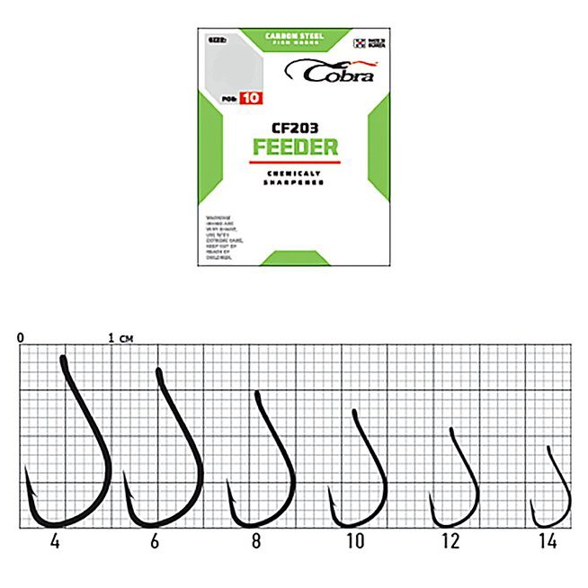 Крючок Одинарный Cobra Feeder Specialist CF203 №4 10 шт    CF203-004 — крупный план
	                                    1
