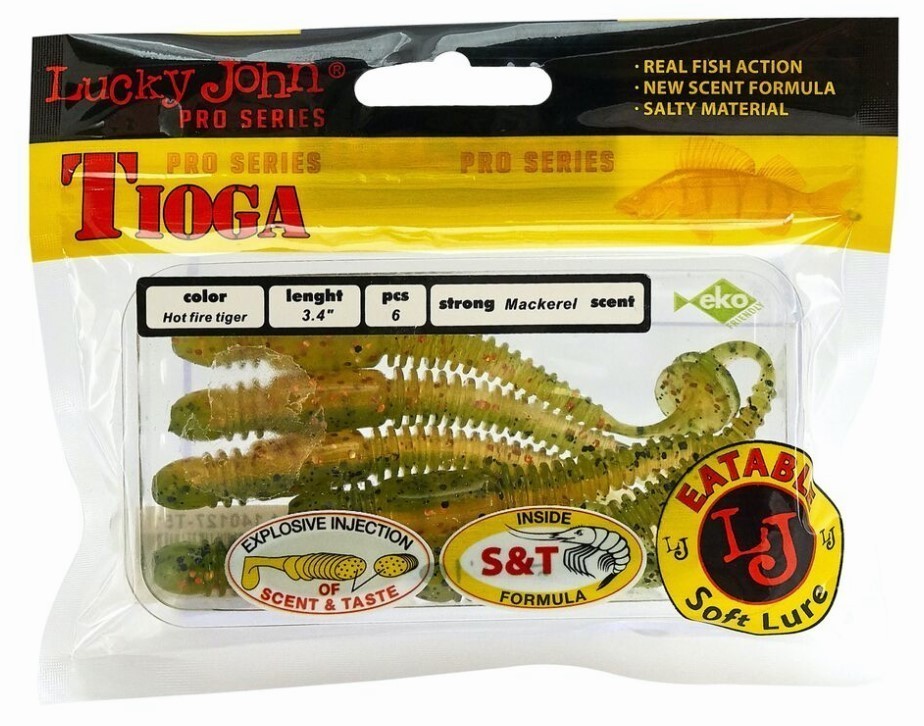 Силиконовая приманка Lucky John Tioga 3.4in 86 мм 6 шт T51 Pro Series  140127-T51 — крупный план
	                                    2