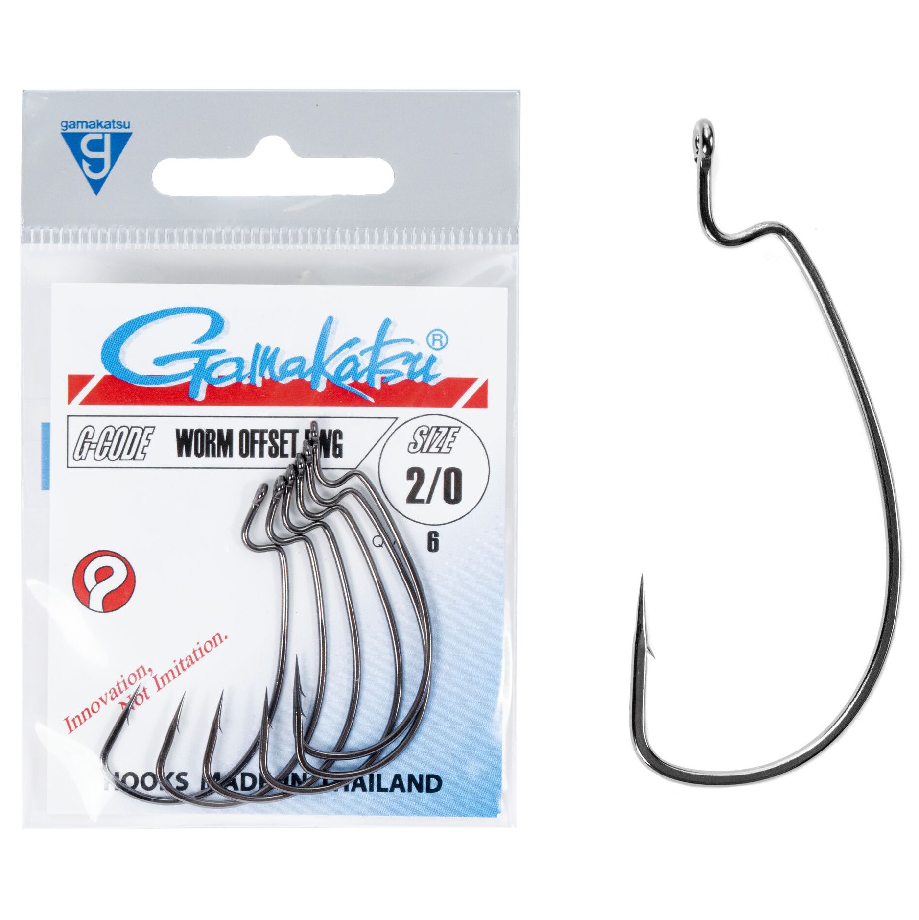 Крючок Офсетный Gamakatsu Worm Offset EWG Hooks Black №2/0 6 шт    146843-002 — крупный план
	                                    1