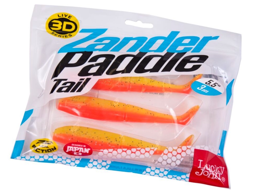 Силиконовая приманка Lucky John Zander Paddle Tail 5.5in 140 мм 3 шт Z08 3D Series  140431-Z08 — крупный план
	                                    2