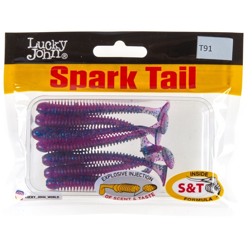 Силиконовая приманка Lucky John Spark Tail 3.0in 76 мм 7 шт T91 Pro Series  140167-T91 — крупный план
	                                    2
