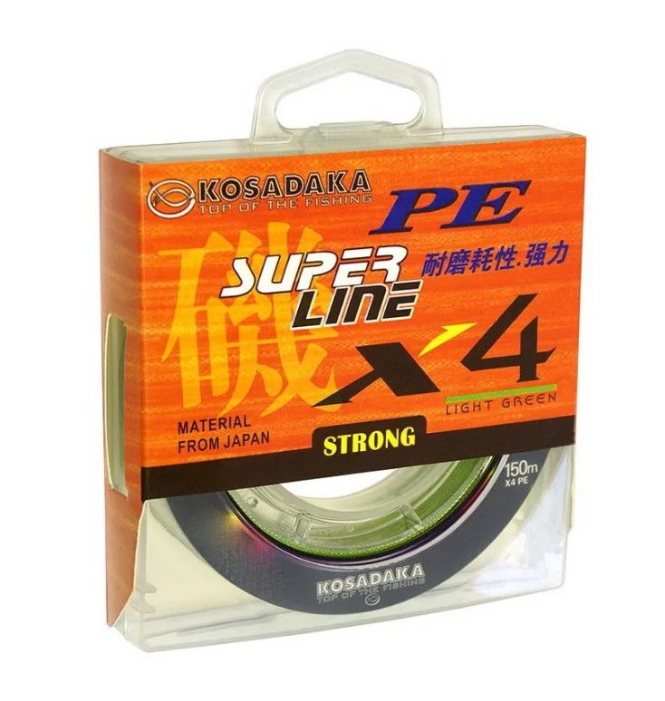 Плетеный шнур Kosadaka Super Line PE X4 150 м  PE # 0,4 Light Green 0,1 мм   BSLX4-LG-010-150 — характеристики,
	                                    особенности конструкции