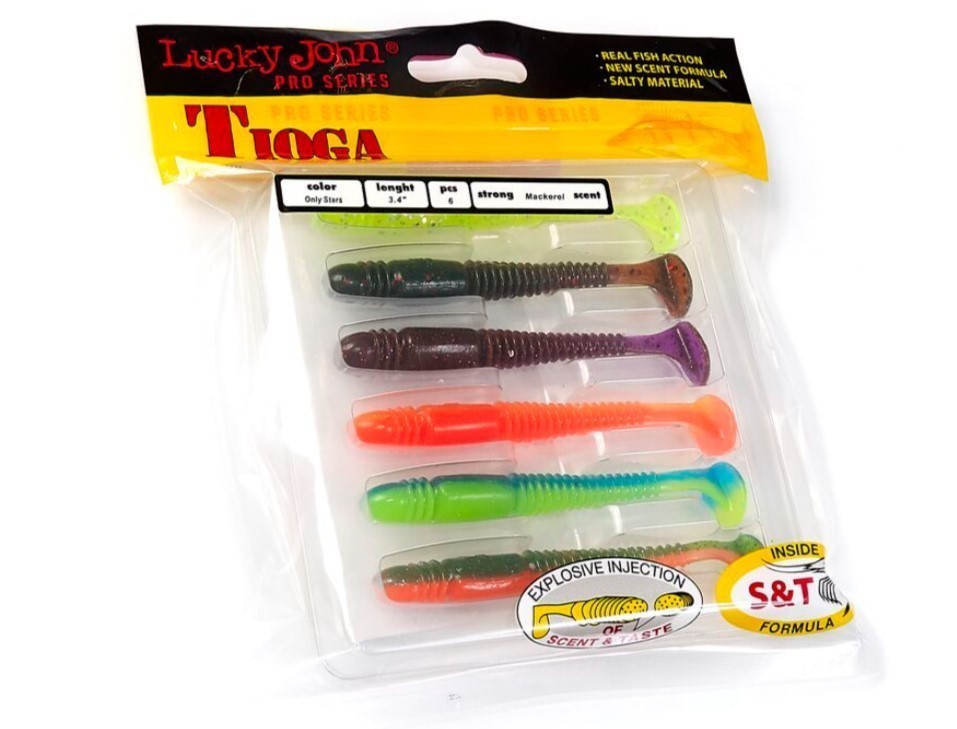 Силиконовая приманка Lucky John Tioga 3.4in 86 мм 6 шт MIX1 Pro Series  140127-MIX1 — крупный план
	                                    1