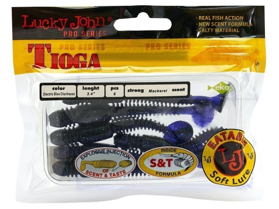 Силиконовая приманка Lucky John Tioga 3.4in 86 мм 6 шт T52 Pro Series  140127-T52 — крупный план
	                                    2