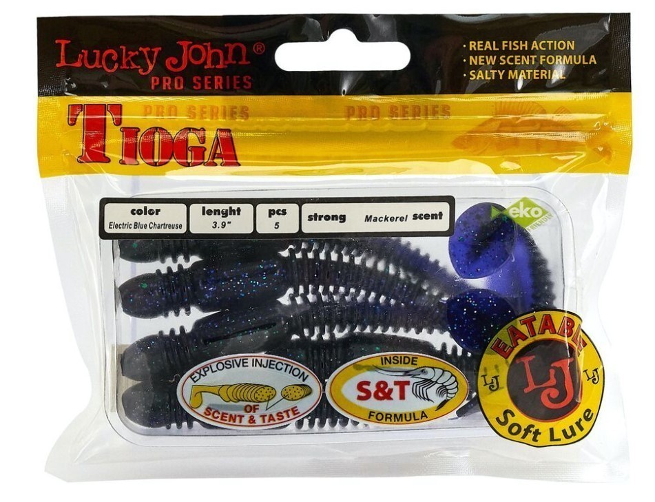 Силиконовая приманка Lucky John Tioga 3.9in 100 мм 5 шт T52 Pro Series  140104-T52 — крупный план
	                                    2