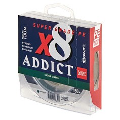 Плетеный шнур Lucky John Addict X8 Braid 150 м  PE # 0,6 Moss Green 0,12 мм   LJ4120-012 — цена и наличие в каталоге