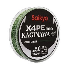 Плетеный шнур Saikyo Kaginawa X4PE 150 м  PE # 5 Camo Green 0,41 мм   SP-K4GC15050 — цена и наличие в каталоге