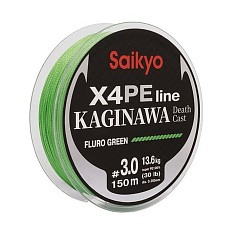 Плетеный шнур Saikyo Kaginawa X4PE 150 м  PE # 3 Fluro Green 0,285 мм   SP-K4GF15030 — цена и наличие в каталоге